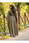 Haki Oversize Robalı Örme Tesettür Elbise