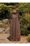 Kahve Örme Fiyonklu Tesettür Elbise