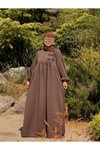 Kahve Örme Fiyonklu Tesettür Elbise