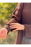 Kahve Uzun Kol Otantik Triko İçlikli Tesettür Elbise