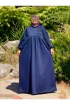 Lacivert Örme Fiyonklu Tesettür Elbise