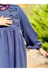 Lacivert Örme Fiyonklu Tesettür Elbise