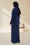 Lacivert Triko Taş Detaylı Tesettür Elbise