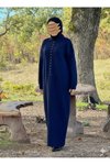 Lacivert Triko Taş Detaylı Tesettür Elbise