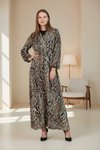 Modest Leopard Chiffon Wrap Neck Dress