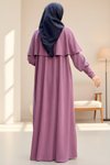 Mor Örme Pelerinli Tesettür Elbise