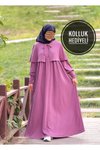 Mor Örme Pelerinli Tesettür Elbise