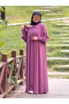 Mor Örme Pelerinli Tesettür Elbise