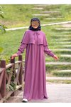 Mor Örme Pelerinli Tesettür Elbise