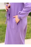 Mor Sweat Kapüşonlu Tesettür Elbise