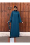 Petrol Örme Anvelop Kolluklu Ferace Tesettür Elbise