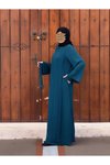 Petrol Örme Anvelop Kolluklu Ferace Tesettür Elbise
