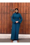 Petrol Örme Anvelop Kolluklu Ferace Tesettür Elbise