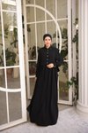 Siyah Medine İpeği Önlüklü Tesettür Elbise