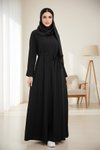 Siyah Modal Cupra Drapeli Yırtmaç Kol Tesettür Elbise