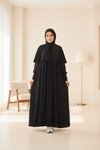 Siyah Örme Pelerinli Tesettür Elbise