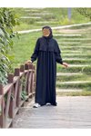 Siyah Örme Pelerinli Tesettür Elbise
