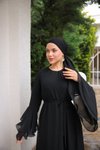 Siyah Şifon Astarlı Tesettür Elbise