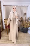 Vizon Örme Yarım Pat Düğmeli Tesettür Elbise