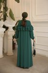 Zümrüt Salaş Çift Fırfırlı Tesettür Elbise
