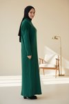 Modest Knit Emerald Stone-Detailed Dress