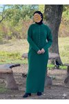 Zümrüt Taş Detaylı Triko Tesettür Elbise