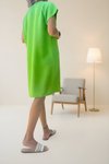 Açık Yeşil Yazlık Giy-Çık Midi Özel Dokulu Cepli Elbise