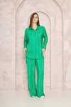 Loose Pleated Crinkle Tunic and Pants Set - Benetton