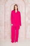 Fuşya Bürümcük Salaş Bol Paça Likralı Pantolonlu İkili Takım