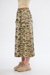 Haki Bej Kamuflaj Desen Uzun Spor Beli Lastikli Cep Detaylı Etek