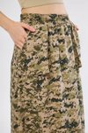 Haki Bej Kamuflaj Desen Uzun Spor Beli Lastikli Cep Detaylı Etek
