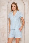 Mavibeyaz Kısa Kol Ceket Yaka Şort İkili Takım