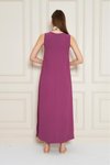 Mor Mürdüm Uzun Yazlık A Kesim Sıfır Kol Yırtmaçlı Aerobin Elbise