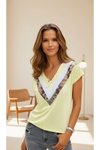 Sarı Kısa Kollu V Yaka Terletmez Tişört Bluz
