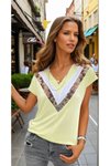 Sarı Kısa Kollu V Yaka Terletmez Tişört Bluz