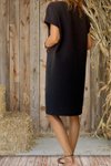 Siyah Midi Yazlık Giy-çık Özel Dokulu Cepli Elbise