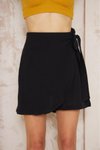 Siyah Mini Yumuşak Dokulu Terletmez Yandan Bağlamalı Müslin Pamuk Şort Etek