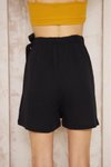 Siyah Mini Yumuşak Dokulu Terletmez Yandan Bağlamalı Müslin Pamuk Şort Etek