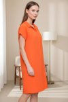 Turuncu Bol Kesim Mini Kısa Kollu Polo Yaka Elbise