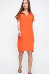 Turuncu Bol Kesim Mini Kısa Kollu Polo Yaka Elbise