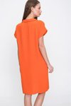 Turuncu Bol Kesim Mini Kısa Kollu Polo Yaka Elbise
