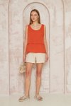 Turuncu Salaş Basic Muslin Pis Dikiş Askılı Bluz
