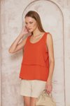 Turuncu Salaş Basic Muslin Pis Dikiş Askılı Bluz