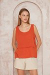 Turuncu Salaş Basic Muslin Pis Dikiş Askılı Bluz