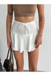 Beyaz Mini Ayrobin Şortlu Etek