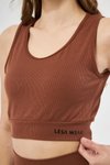 Kahve Baskılı Crop Fitilli Crop Top