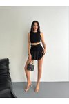 Siyah Mini Aerobin Şortlu Etek