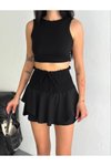 Siyah Mini Aerobin Şortlu Etek