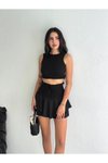 Siyah Mini Aerobin Şortlu Etek