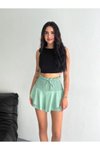 Su Yeşili Mini Ayrobin Şortlu Etek